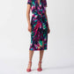 Joseph Ribkoff - Tropical Print Draped Front Midi Sheath Dress