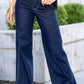 Judy Blue - Women's High Waist Tummy Control Retro Wide Leg Dark Denim Jean