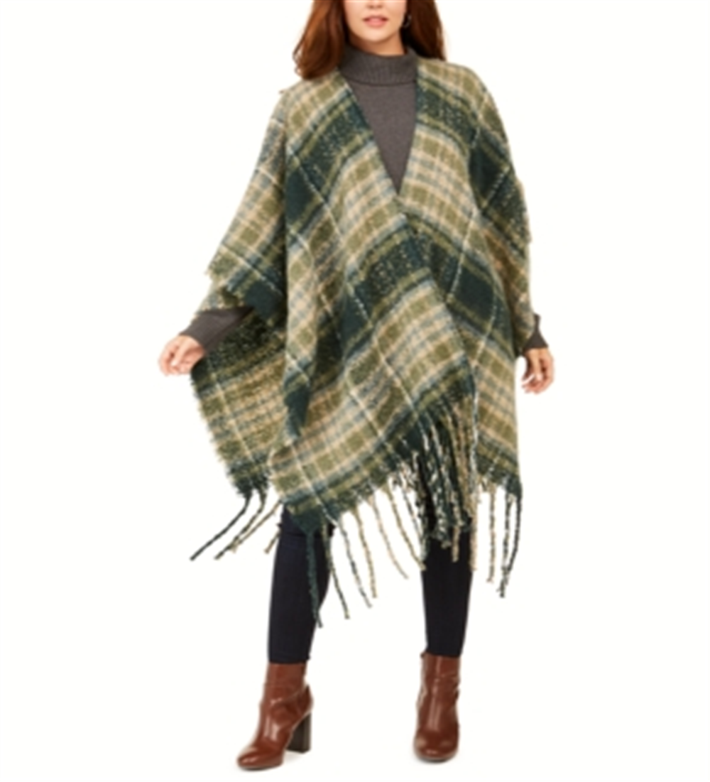 Top feminino Charter Club supermacio escovado com franjas - verde, tamanho único