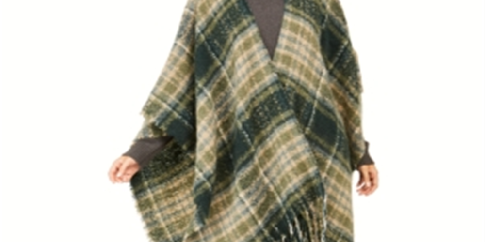 Top feminino Charter Club supermacio escovado com franjas - verde, tamanho único