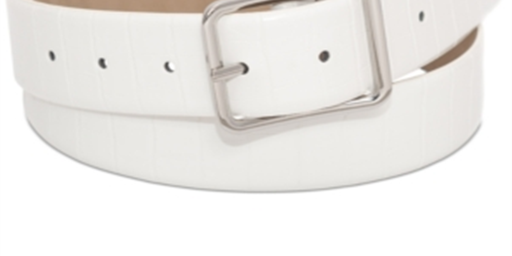 Cinto feminino com painel em relevo de crocodilo da INC International Concepts, branco, tamanho extragrande