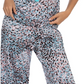 Conjunto de pijama feminino Linea Donatella com estampa de camisola e calça curta, bege, tamanho pequeno