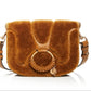 Bolsa transversal feminina See by Chloe em couro e pele de carneiro marrom tamanho regular