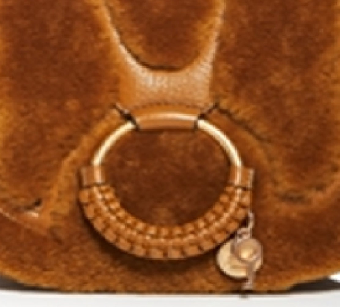 Bolsa transversal feminina See by Chloe em couro e pele de carneiro marrom tamanho regular