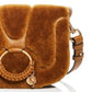 Bolsa transversal feminina See by Chloe em couro e pele de carneiro marrom tamanho regular