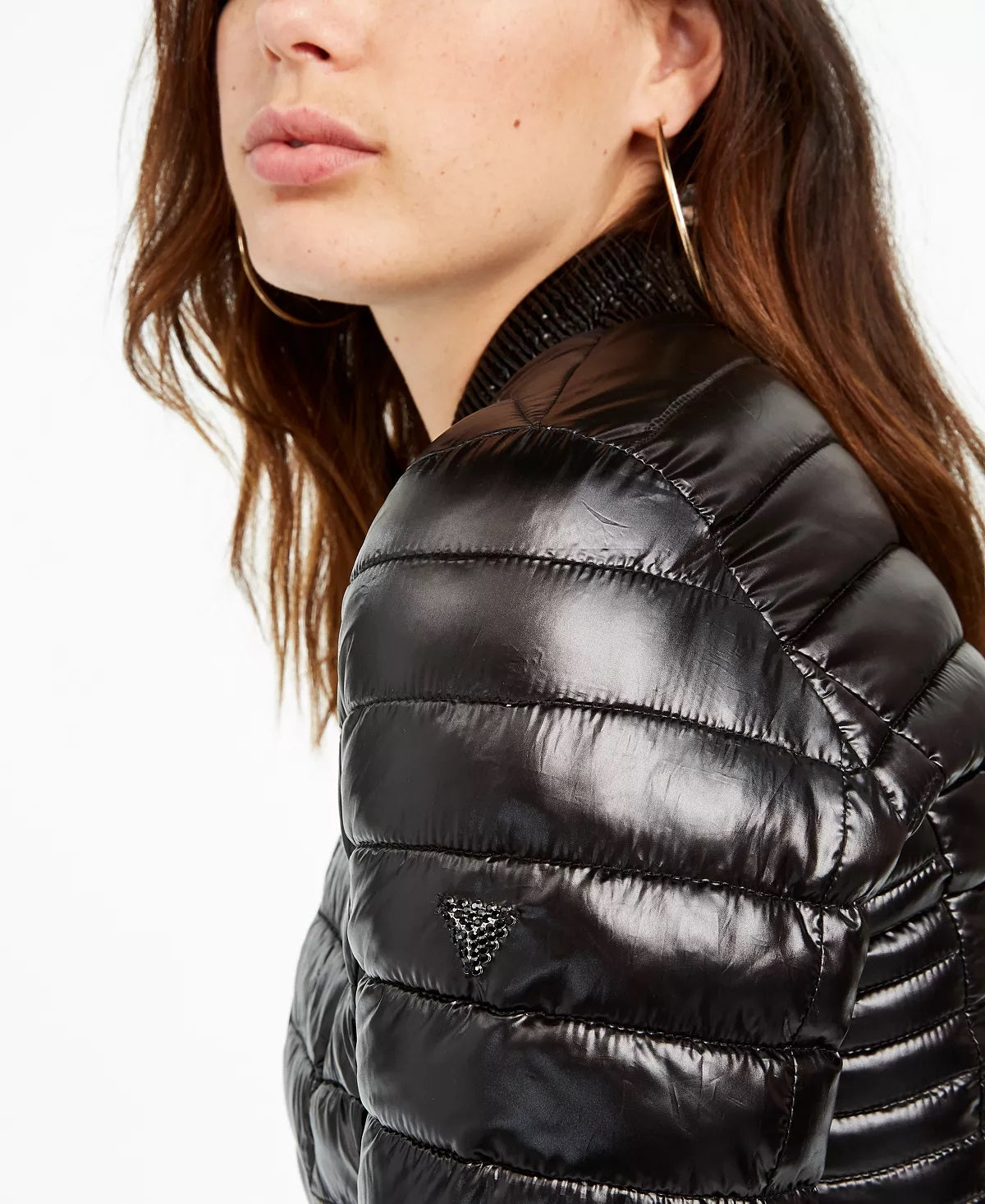 Jaqueta GUESS Vera Puffer Feminina Preta Tamanho Grande