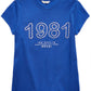 Camiseta GUESS Big Girl's 1981 com strass, azul, tamanho médio