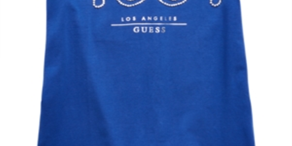 Camiseta GUESS Big Girl's 1981 com strass, azul, tamanho médio