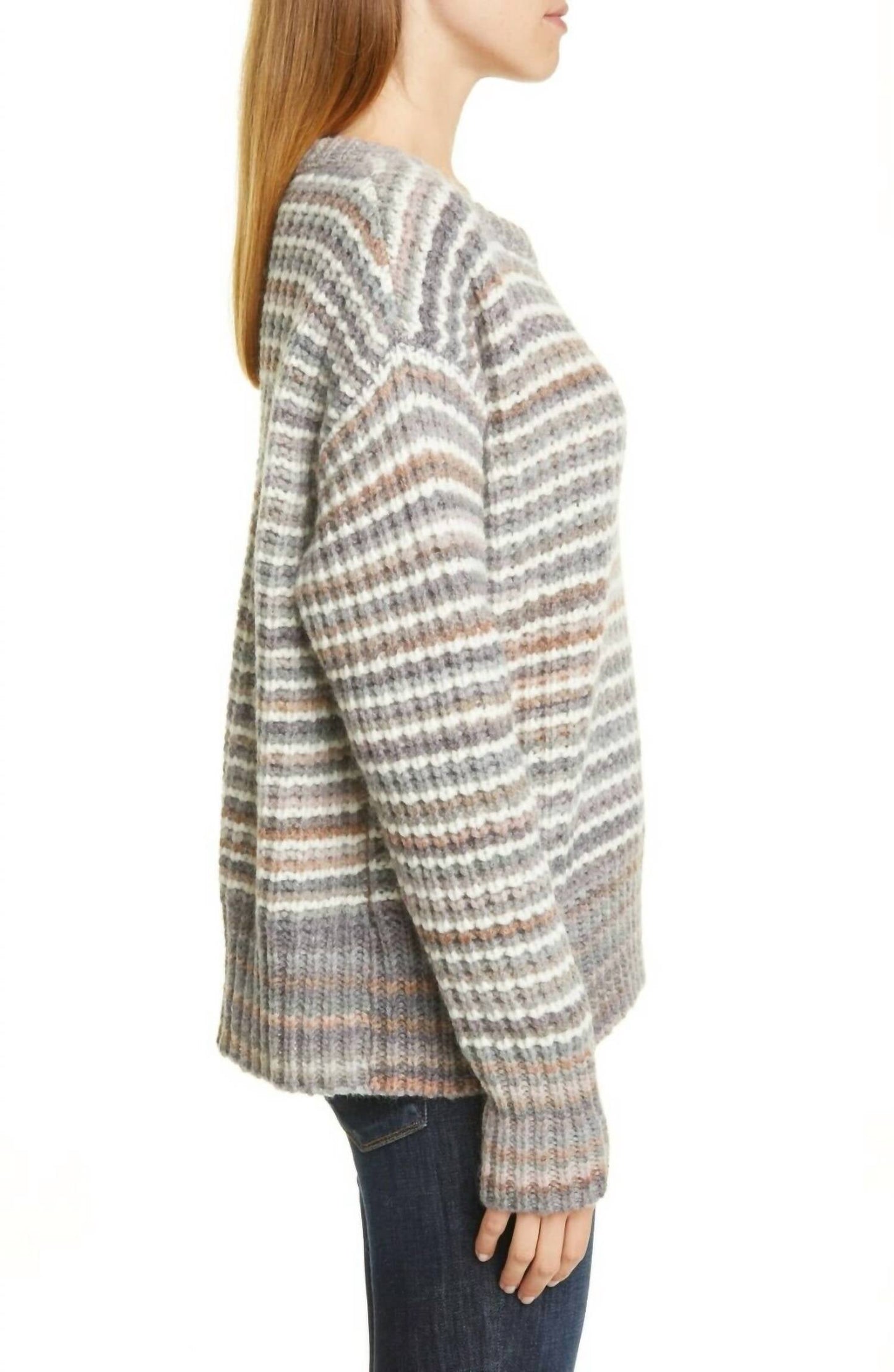 Nordstrom - Signature Wool Mohair Crew Neck Stripe Sweater