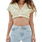 GUESS J Balvin Listrado Crop Top Feminino Amarelo Tamanho P