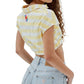GUESS J Balvin Listrado Crop Top Feminino Amarelo Tamanho P