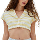 GUESS J Balvin Listrado Crop Top Feminino Amarelo Tamanho P