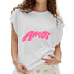 Camiseta feminina GUESS J Balvin Cotton Amour Graphic, branca, tamanho grande