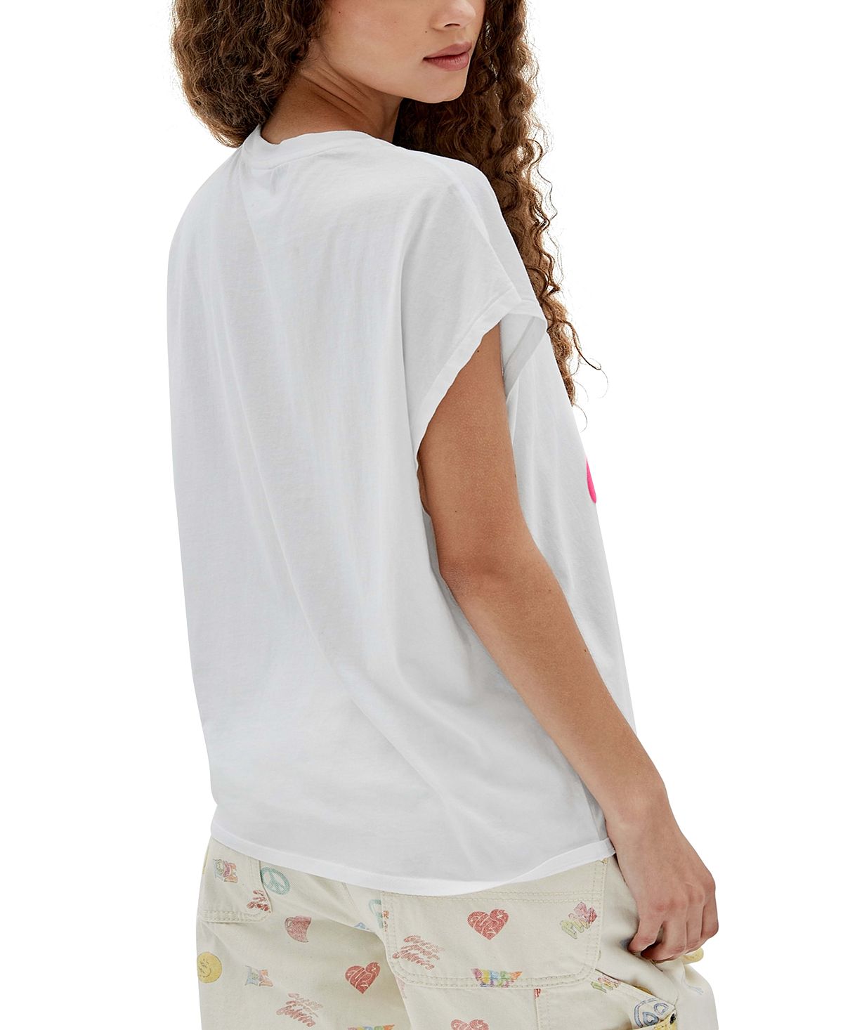 Camiseta feminina GUESS J Balvin Cotton Amour Graphic, branca, tamanho grande