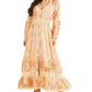 Vestido longo feminino GUESS manga comprida Laurel marrom tamanho pequeno
