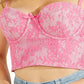 Top bustiê de renda feminino GUESS rosa tamanho grande