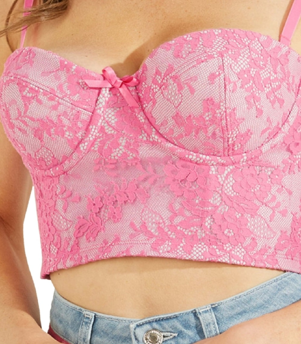 Top bustiê de renda feminino GUESS rosa tamanho grande