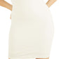 Vestido justo feminino GUESS Lana em malha canelada, tamanho médio, branco
