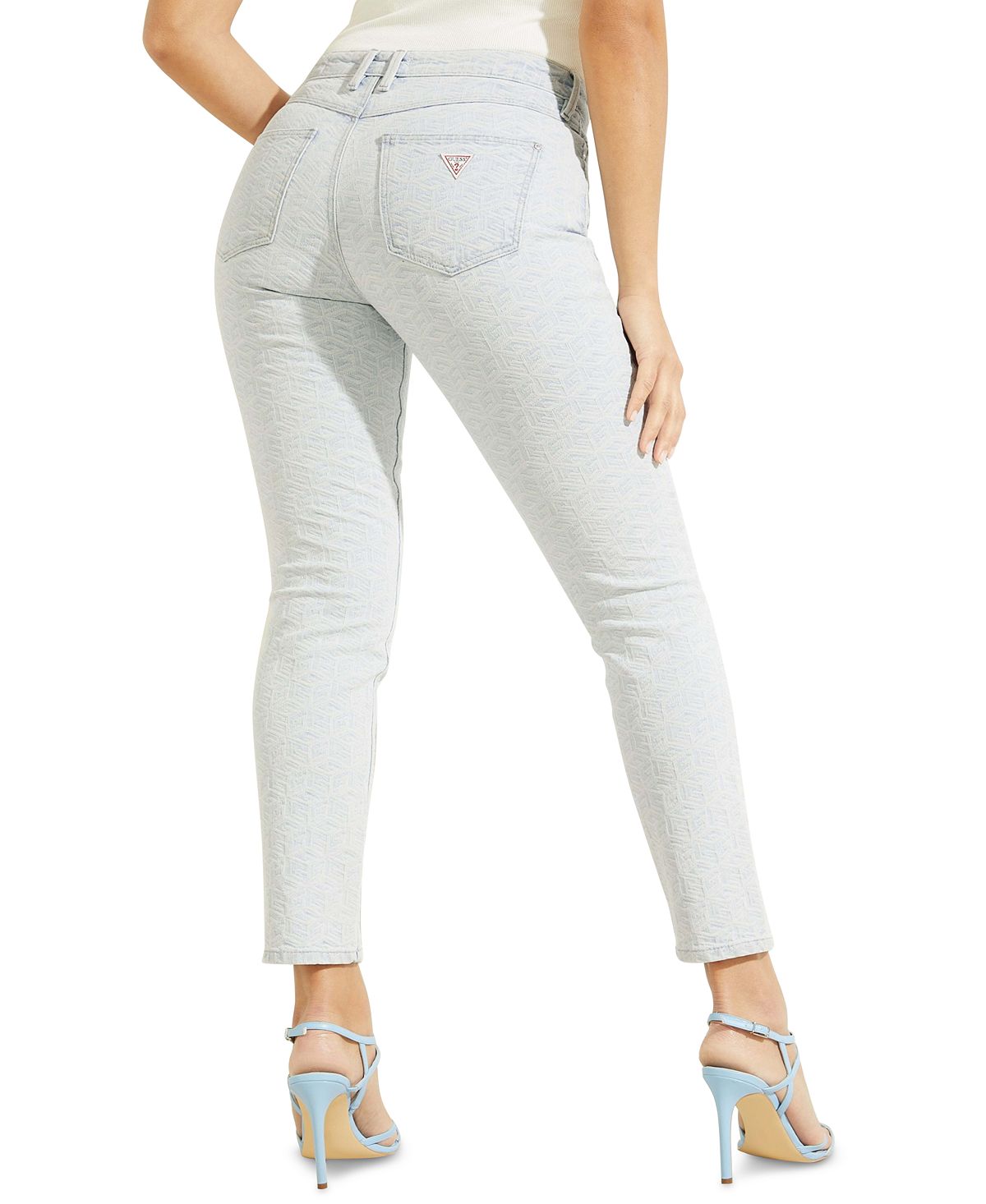 Calça jeans skinny GUESS feminina 1981 de cintura alta, azul, tamanho 25