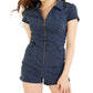 Macacão feminino GUESS Gemma com zíper frontal, azul, tamanho pequeno