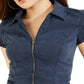 Macacão feminino GUESS Gemma com zíper frontal, azul, tamanho pequeno