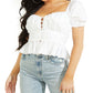 Blusa peplum feminina GUESS com decote coração, branca, tamanho X-S