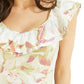 Blusa estampada com babados GUESS Veronika feminina, verde, tamanho pequeno