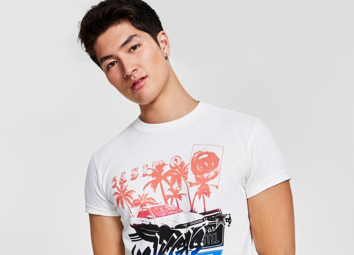 Camiseta gráfica Cruisin masculina GUESS, branca, tamanho XX-G