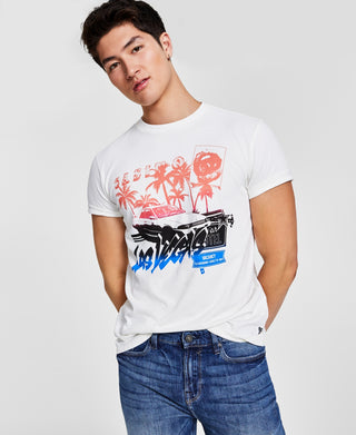 Camiseta gráfica Cruisin masculina GUESS, branca, tamanho XX-G
