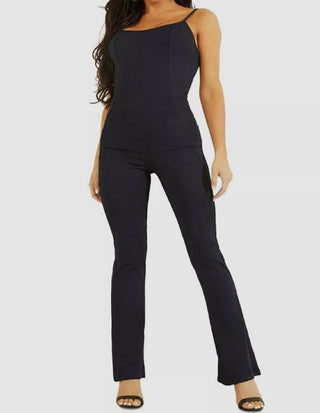 GUESS Women's Kick Flare Jumpsuit Blue Size 24X32