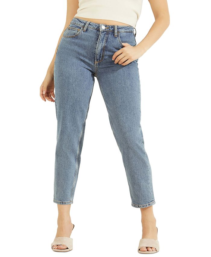 Calça jeans feminina GUESS de cintura alta, azul, tamanho 27