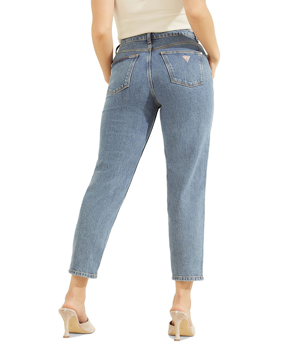Calça jeans feminina GUESS de cintura alta, azul, tamanho 27