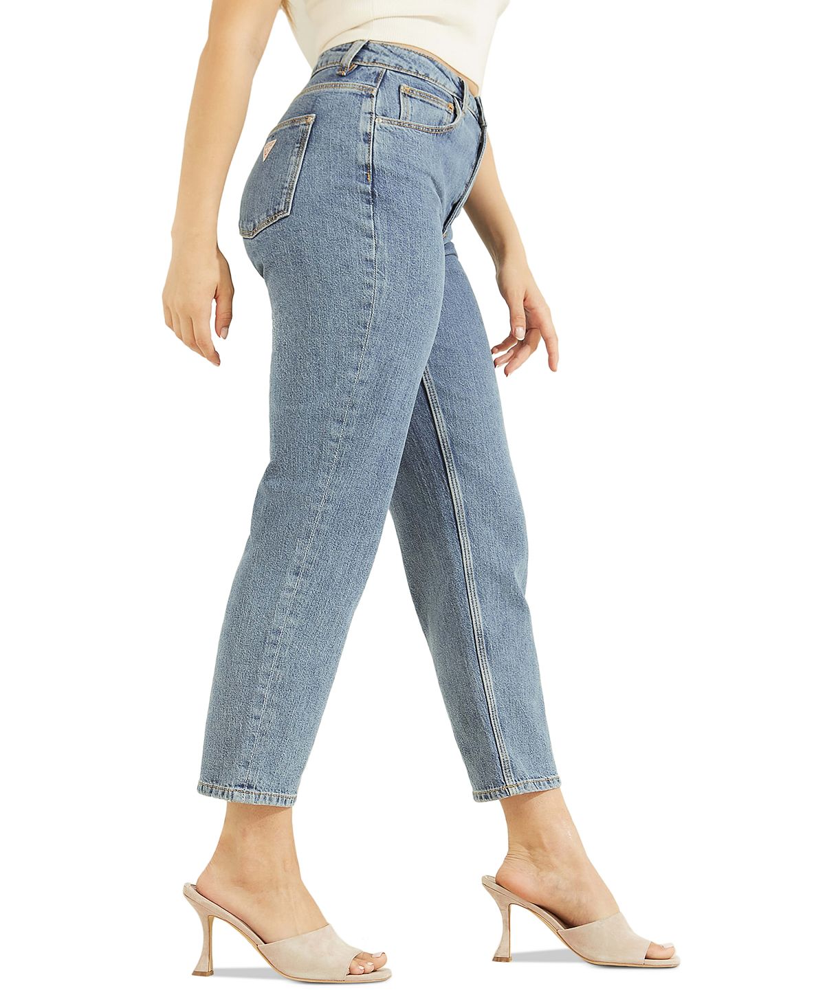 Calça jeans feminina GUESS de cintura alta, azul, tamanho 27