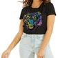 Camiseta feminina GUESS com estampa de tigre, preta, tamanho médio