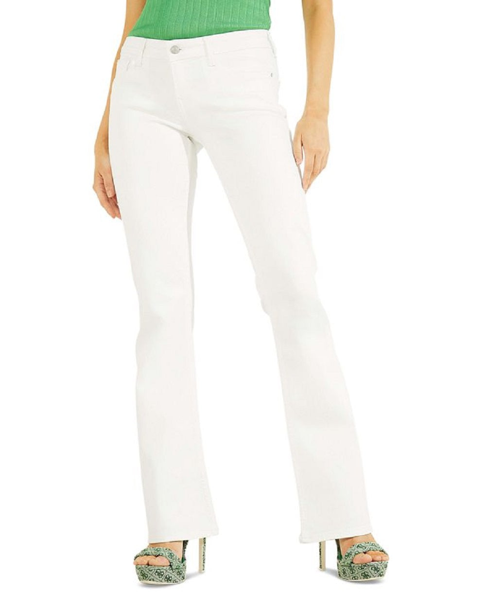 Calça jeans feminina GUESS Ryder cintura baixa flare branca tamanho grande