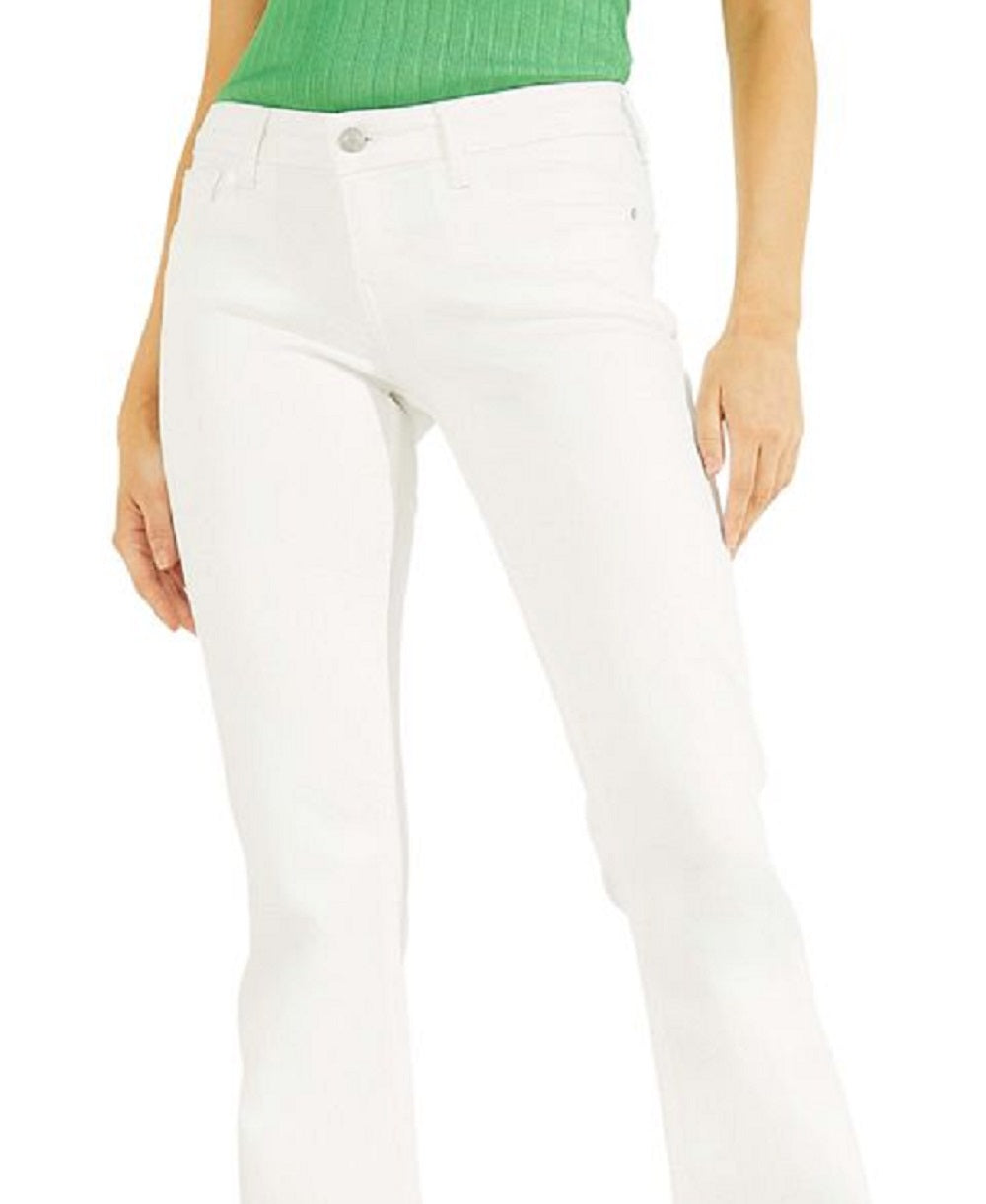 Calça jeans feminina GUESS Ryder cintura baixa flare branca tamanho grande