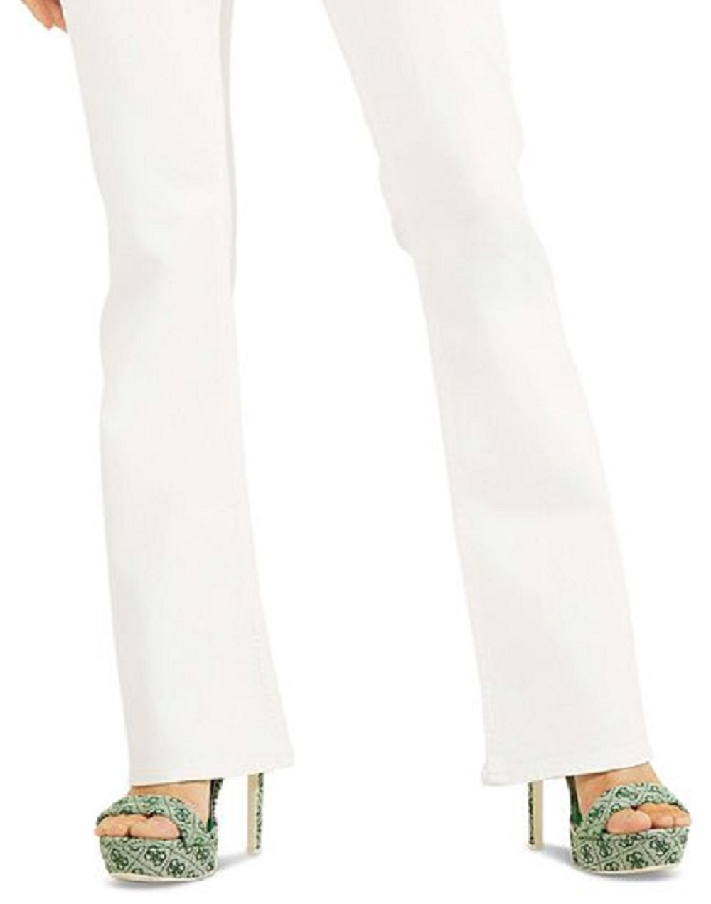 Calça jeans feminina GUESS Ryder cintura baixa flare branca tamanho grande