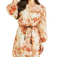 Vestido GUESS Feminino Morgane Floral Print com Cinto em Chiffon Branco Tamanho Médio