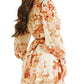 Vestido GUESS Feminino Morgane Floral Print com Cinto em Chiffon Branco Tamanho Médio
