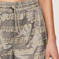 Shorts GUESS com estampa de logotipo feminino, cinza, tamanho médio