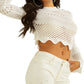 Suéter de malha aberta GUESS Annie feminino, branco, tamanho pequeno
