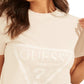 Camiseta feminina GUESS Cropped de algodão com logo rosa tamanho grande