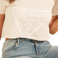 Camiseta feminina GUESS Cropped de algodão com logo rosa tamanho grande