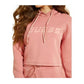 Guess Moletom feminino com capuz e estampa gráfica rosa tamanho XS