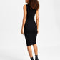 Vestido suéter feminino GUESS Louise canelado com cadarço e gola simulada, preto, tamanho grande