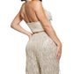 Top curto GUESS com franjas e lantejoulas, dourado, tamanho G