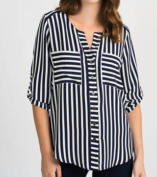 Joseph Ribkoff - V-neck Striped Blouse