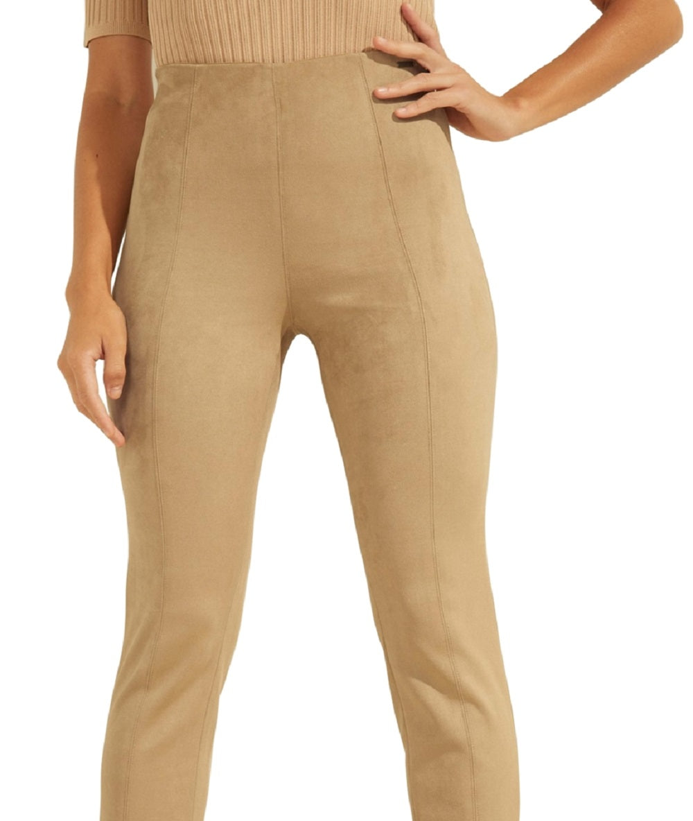 Leggings femininas GUESS Maya de camurça sintética marrom tamanho pequeno