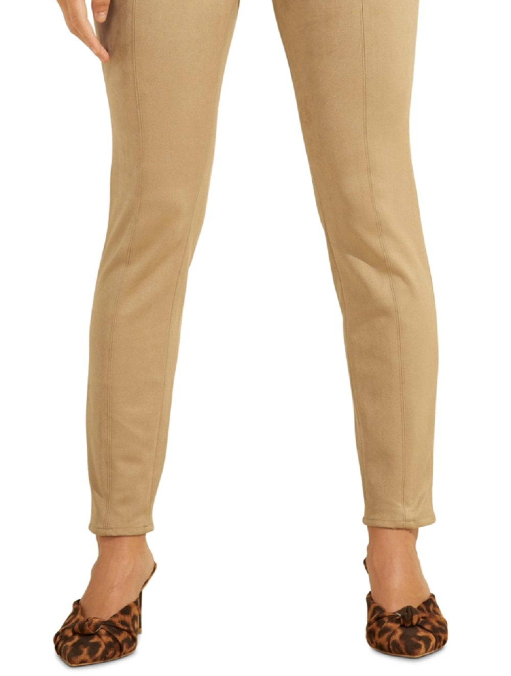 Leggings femininas GUESS Maya de camurça sintética marrom tamanho pequeno