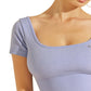Blusa feminina Guss manga curta sem costura roxa tamanho médio